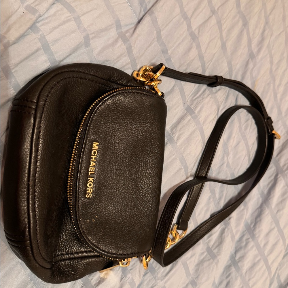 Michael Kors Black Crossbody Bag with Gold Details